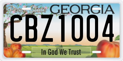 GA license plate CBZ1004