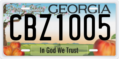 GA license plate CBZ1005