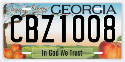 GA license plate CBZ1008