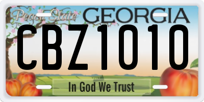 GA license plate CBZ1010