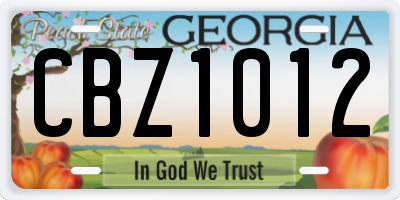 GA license plate CBZ1012