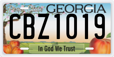 GA license plate CBZ1019