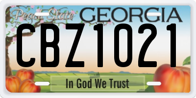 GA license plate CBZ1021