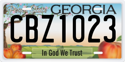 GA license plate CBZ1023