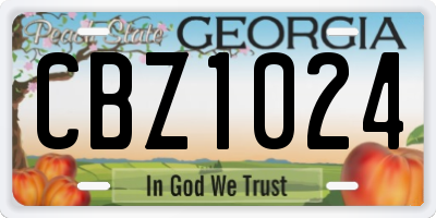 GA license plate CBZ1024
