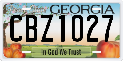 GA license plate CBZ1027