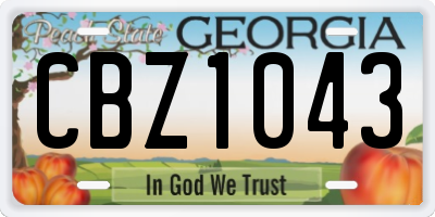 GA license plate CBZ1043