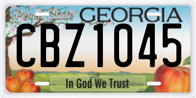 GA license plate CBZ1045