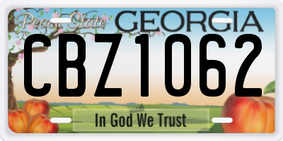 GA license plate CBZ1062