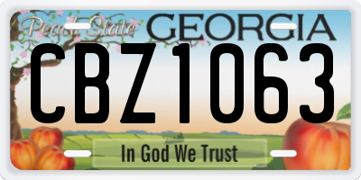 GA license plate CBZ1063