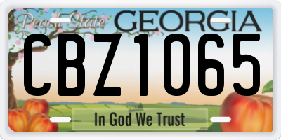 GA license plate CBZ1065