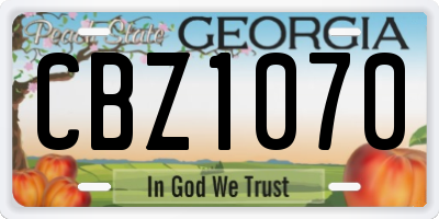 GA license plate CBZ1070