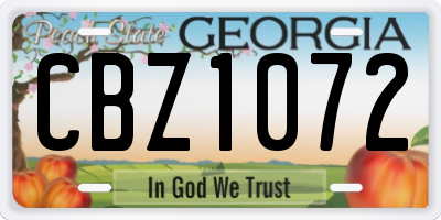 GA license plate CBZ1072