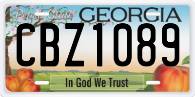 GA license plate CBZ1089