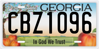 GA license plate CBZ1096