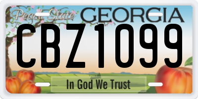 GA license plate CBZ1099