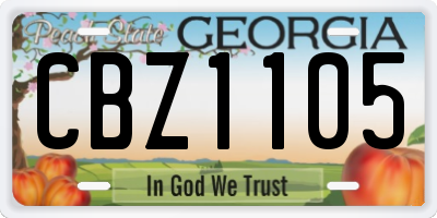 GA license plate CBZ1105