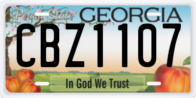 GA license plate CBZ1107