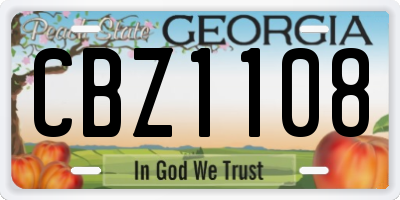 GA license plate CBZ1108