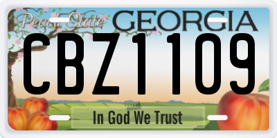 GA license plate CBZ1109