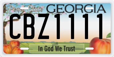 GA license plate CBZ1111