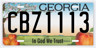 GA license plate CBZ1113