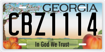 GA license plate CBZ1114