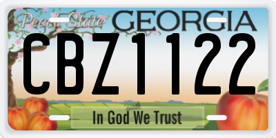GA license plate CBZ1122