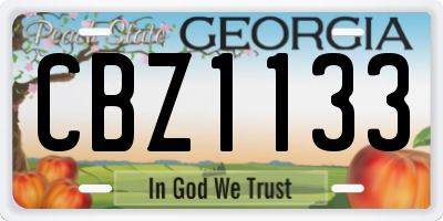 GA license plate CBZ1133