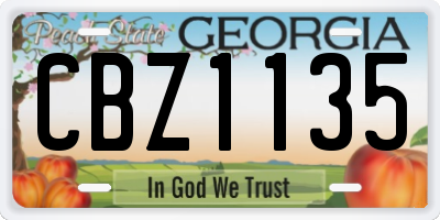 GA license plate CBZ1135