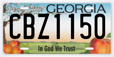 GA license plate CBZ1150