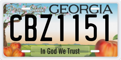 GA license plate CBZ1151