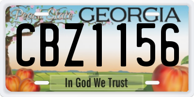 GA license plate CBZ1156