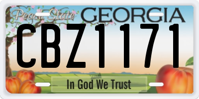 GA license plate CBZ1171