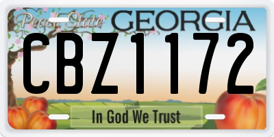 GA license plate CBZ1172