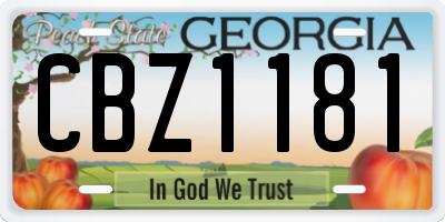 GA license plate CBZ1181