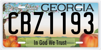 GA license plate CBZ1193