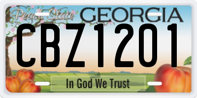GA license plate CBZ1201