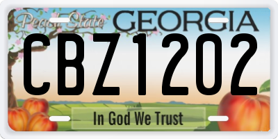 GA license plate CBZ1202