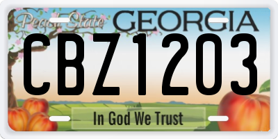 GA license plate CBZ1203