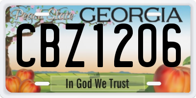 GA license plate CBZ1206