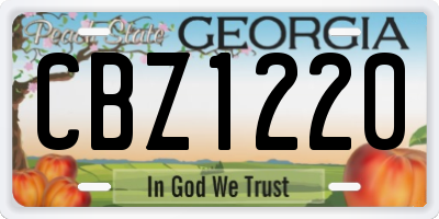 GA license plate CBZ1220