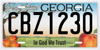 GA license plate CBZ1230