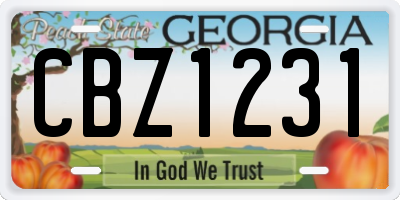 GA license plate CBZ1231