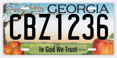GA license plate CBZ1236