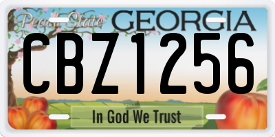 GA license plate CBZ1256