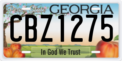 GA license plate CBZ1275