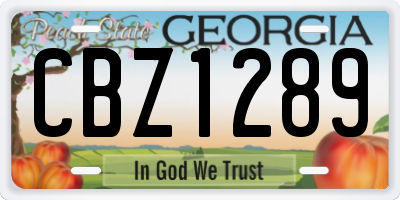 GA license plate CBZ1289