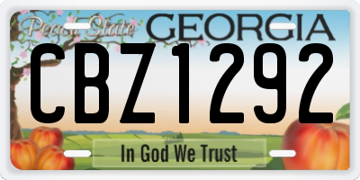 GA license plate CBZ1292