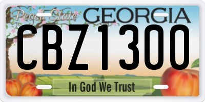 GA license plate CBZ1300